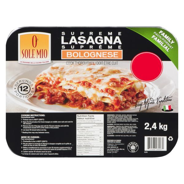 Supreme Bologna Lasagna | O' Sole Mio inc. | Aliments du Québec